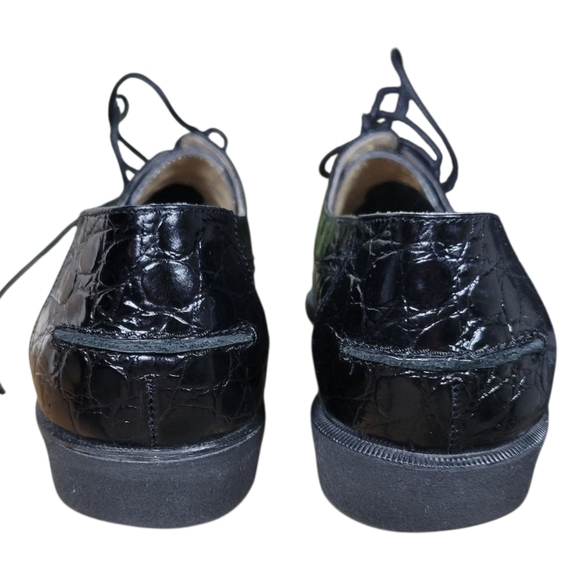 VTG Ferragamo Crocodile Dress Shoes Womens 9 2A Black‎ Oxford Lace Up Alligator - Picture 6 of 13